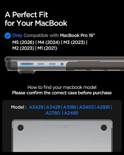 Spigen Air Skin Macbook Pro 16 (M5/M4/M3/M2/M1) Hoes Hardcase Transparant Zwart afbeelding 3