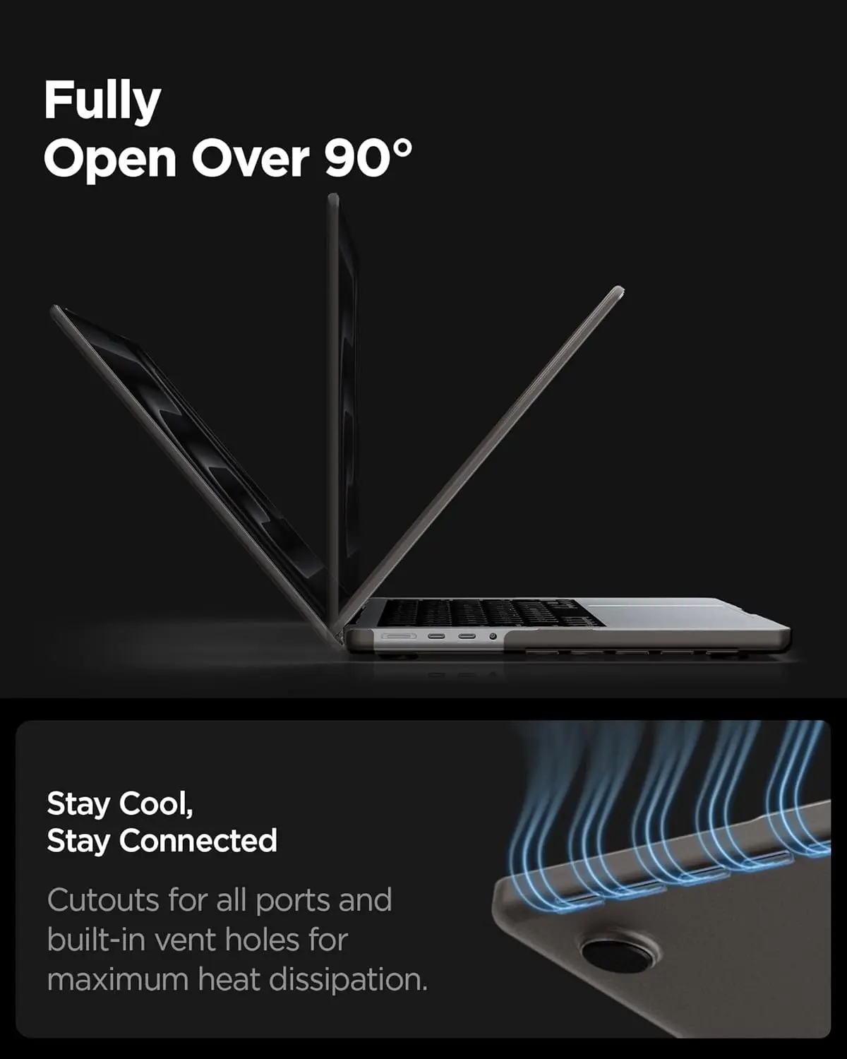 Spigen Air Skin Macbook Pro 16 (M5/M4/M3/M2/M1) Hoes Hardcase Transparant Zwart afbeelding 7