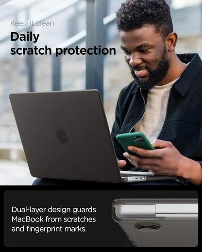 Spigen Air Skin Macbook Pro 16 (M5/M4/M3/M2/M1) Hoes Hardcase Transparant Zwart afbeelding 5