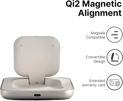 ZENS Magnetic Nightstand Charger 15W met Qi2 en MagSafe Wit afbeelding 3