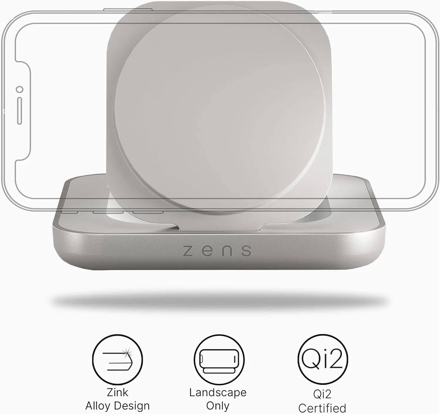 ZENS Magnetic Nightstand Charger 15W met Qi2 en MagSafe Wit afbeelding 2