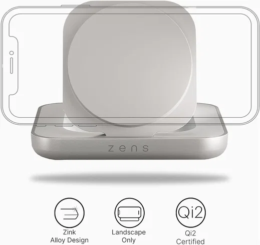 ZENS Magnetic Nightstand Charger 15W met Qi2 en MagSafe Wit afbeelding 2