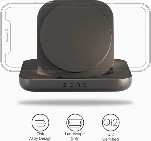 ZENS Magnetic Nightstand Charger 15W met Qi2 en MagSafe Zwart afbeelding 3