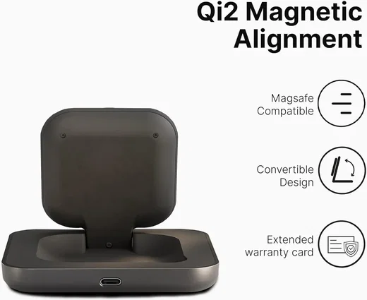 ZENS Magnetic Nightstand Charger 15W met Qi2 en MagSafe Zwart afbeelding 4
