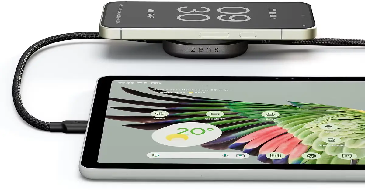 ZENS Pro 2 USB-C naar USB-C Kabel 140W met Draadloze Qi2 15W Oplader 1,5M Zwart afbeelding 2