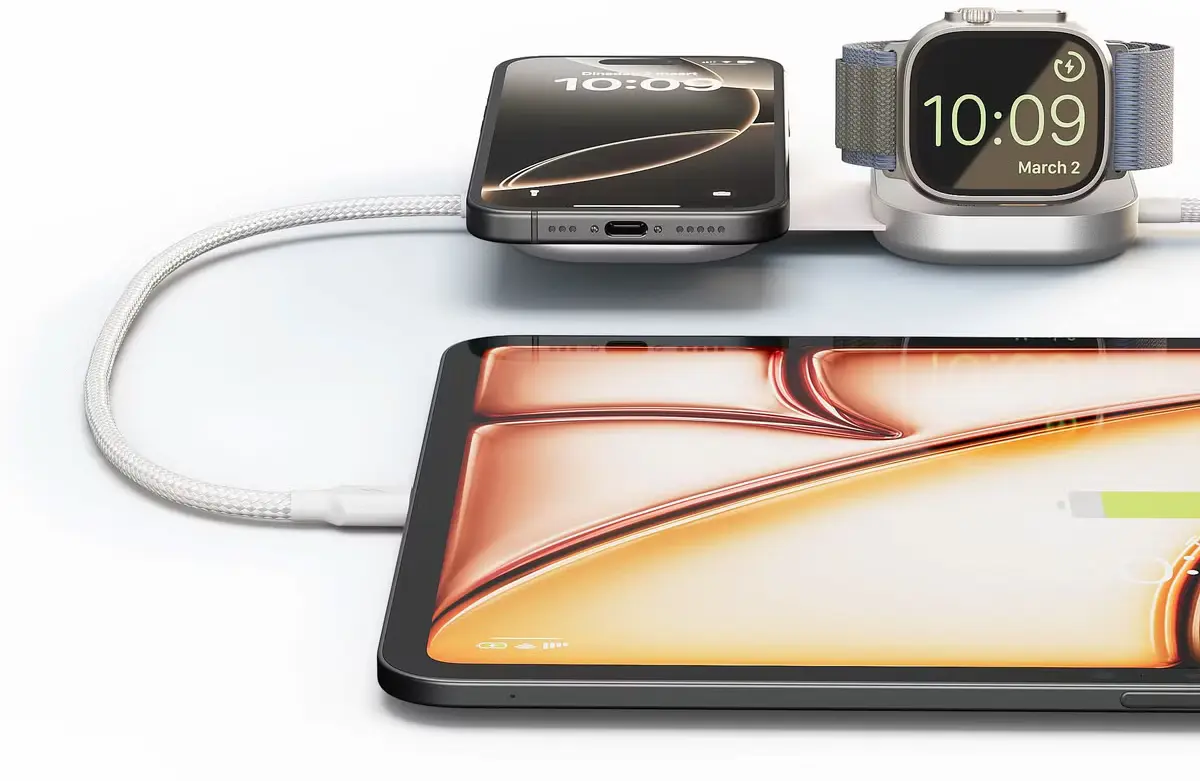 ZENS Pro 3 USB-C naar USB-C 140W Kabel met Qi2, MagSafe en Watch Oplader Wit afbeelding 2