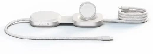 ZENS Pro 3 USB-C naar USB-C 140W Kabel met Qi2, MagSafe en Watch Oplader Wit afbeelding 1