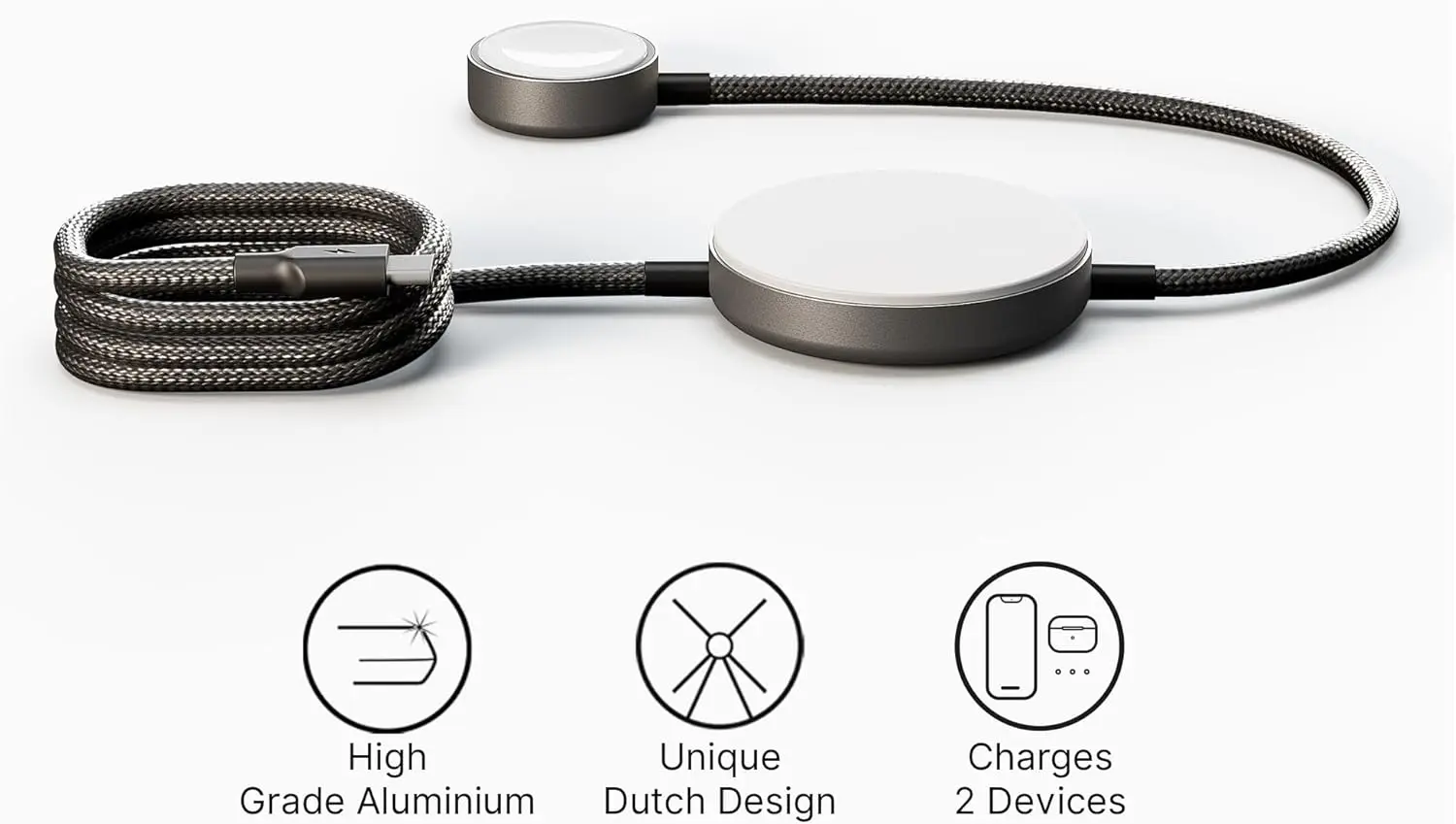 ZENS Pro 2 Draadloze Oplader Qi2 2-in-1 Fast Charge MagSafe/Apple Watch Zwart afbeelding 3
