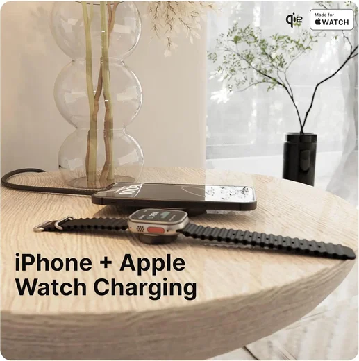 ZENS Pro 2 Draadloze Oplader Qi2 2-in-1 Fast Charge MagSafe/Apple Watch Zwart afbeelding 4
