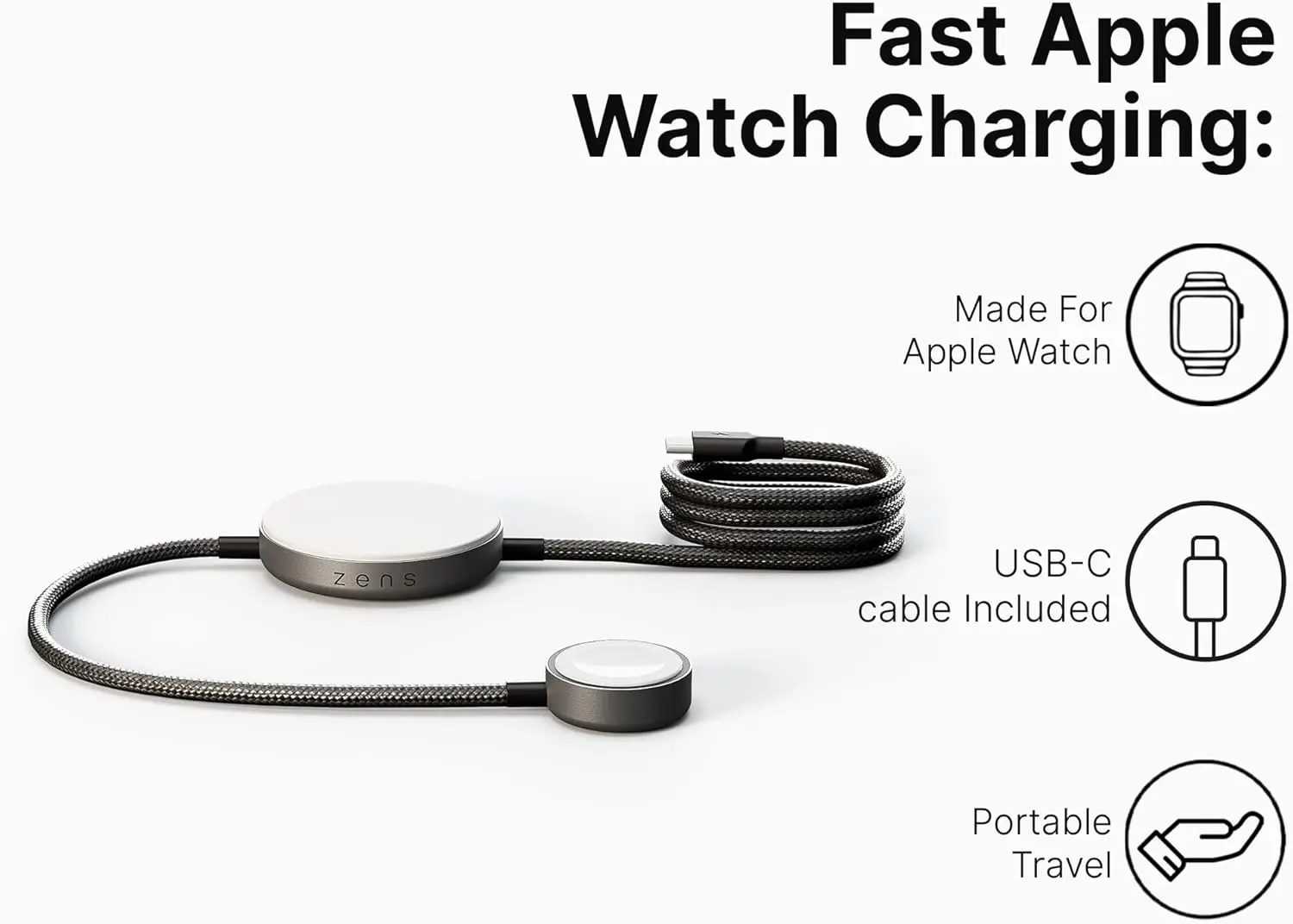 ZENS Pro 2 Draadloze Oplader Qi2 2-in-1 Fast Charge MagSafe/Apple Watch Zwart afbeelding 7
