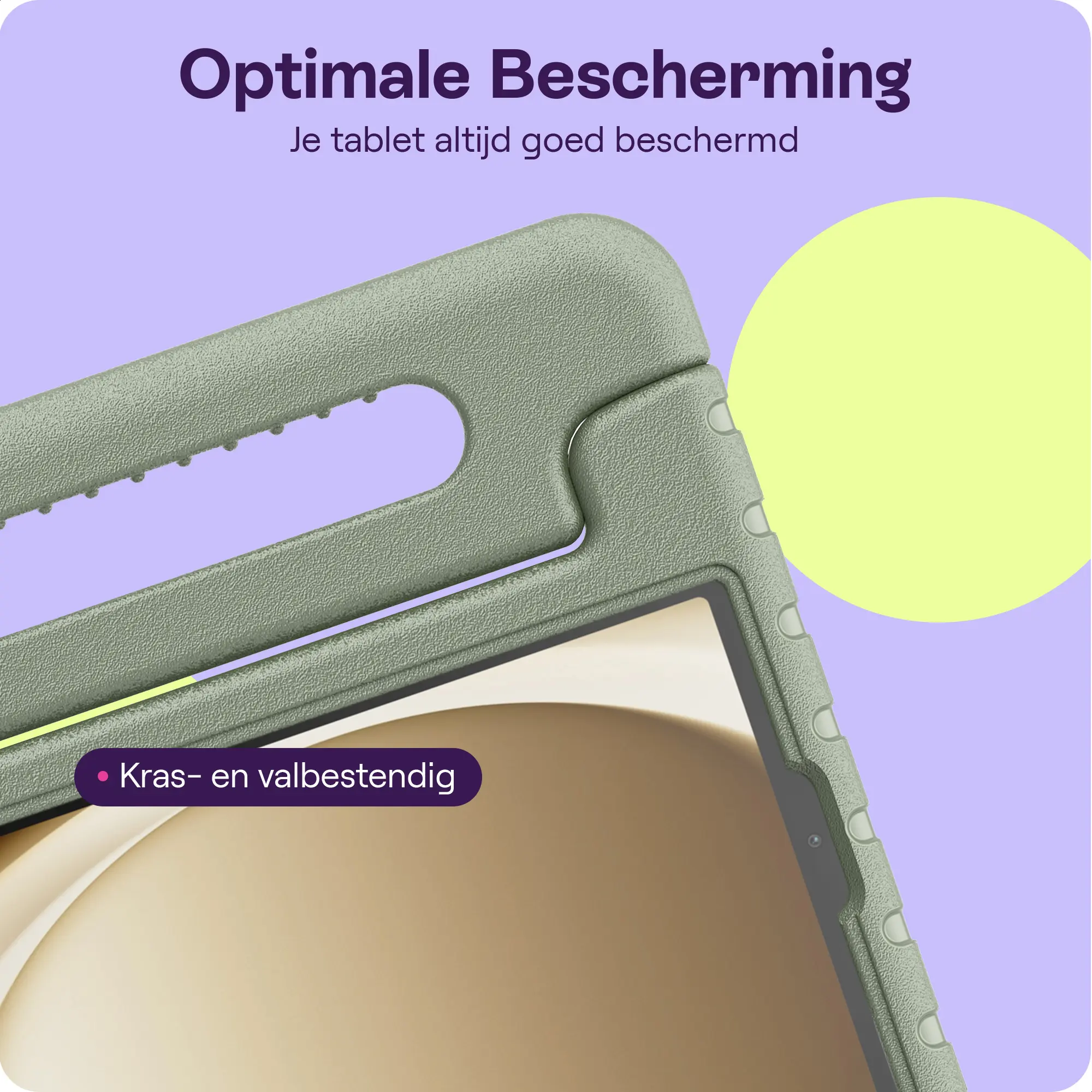 HappyCase Samsung Tab A11 Plus / Tab A9 Plus Kinder Tablethoes Handvat Khaki afbeelding 3