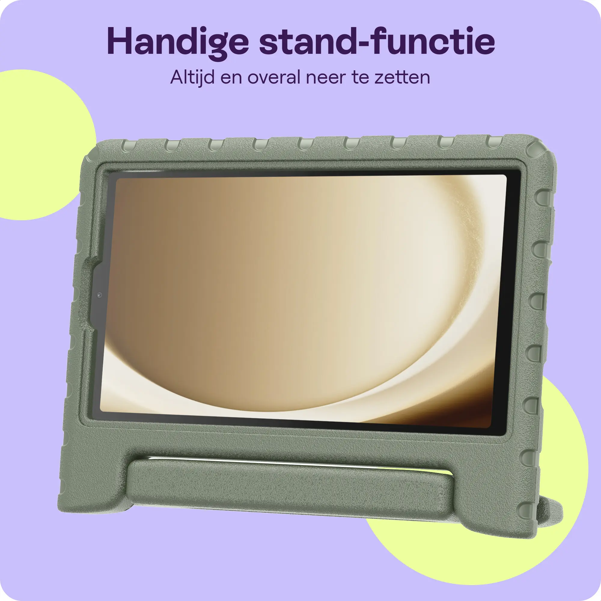 HappyCase Samsung Tab A11 Plus / Tab A9 Plus Kinder Tablethoes Handvat Khaki afbeelding 2