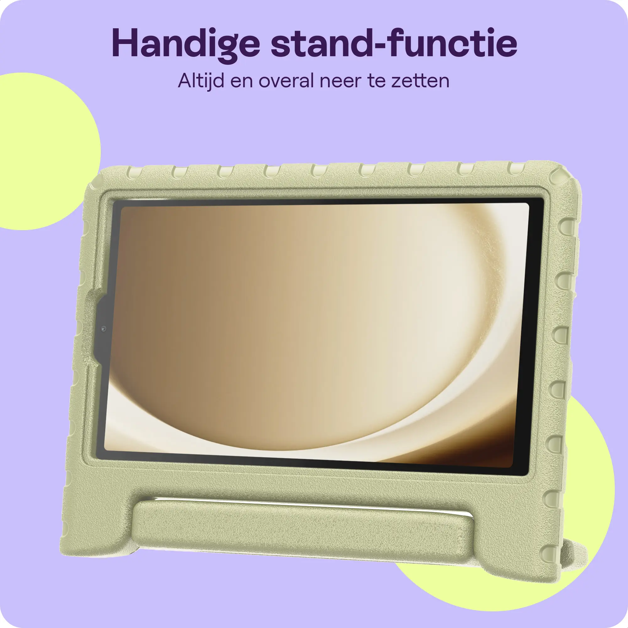 HappyCase Samsung Tab A11 Plus / A9 Plus Kinder Tablethoes Handvat Beige afbeelding 3