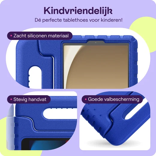 HappyCase Samsung Tab A11 Plus / A9 Plus Kinder Tablethoes Handvat Donker Blauw afbeelding 2