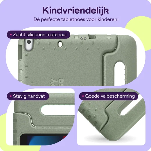 HappyCase Samsung Galaxy Tab A11 / A9 Kinder Tablethoes met Handvat Khaki afbeelding 2