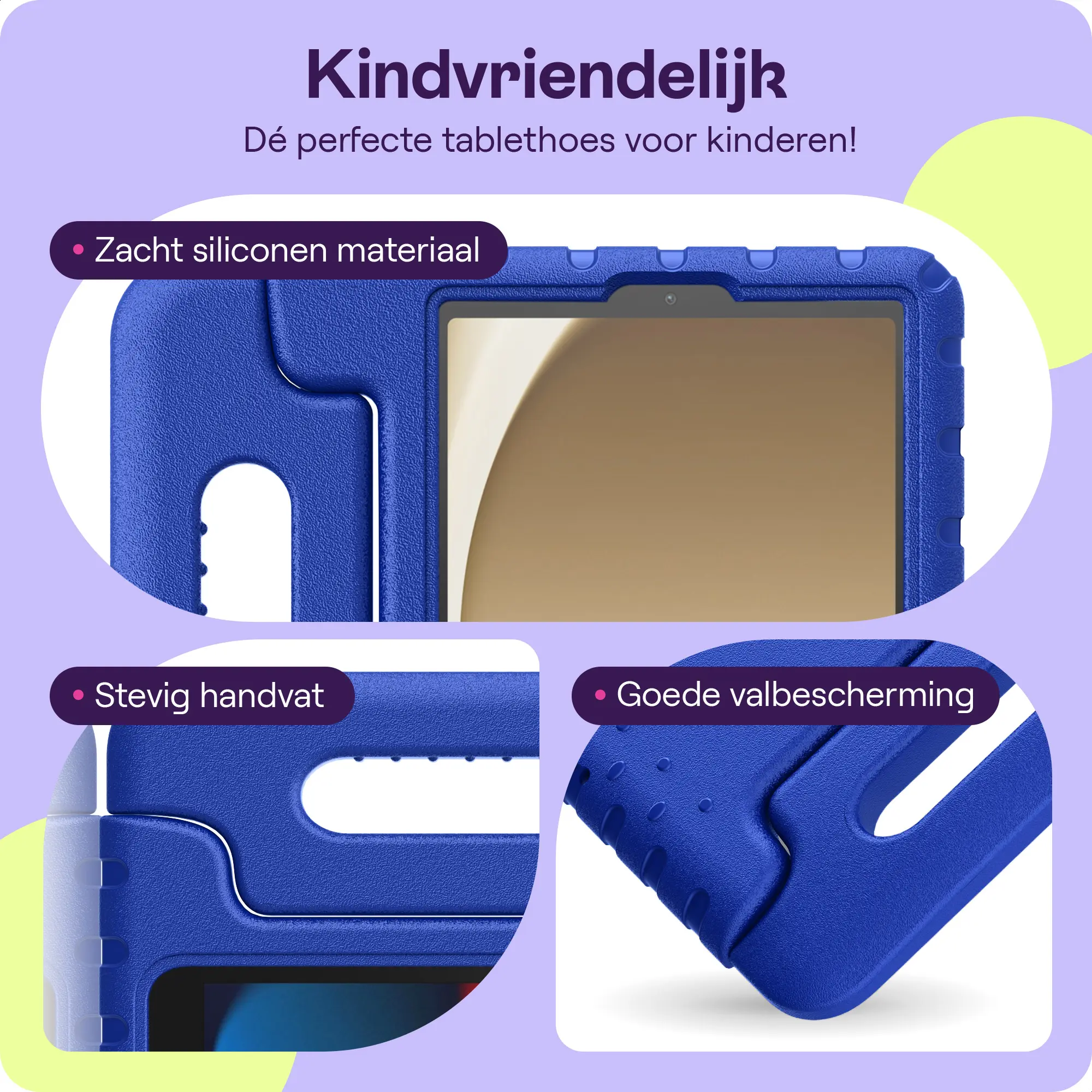 HappyCase Samsung Galaxy Tab A11 / A9 Kinder Tablethoes met Handvat Donker Blauw afbeelding 2