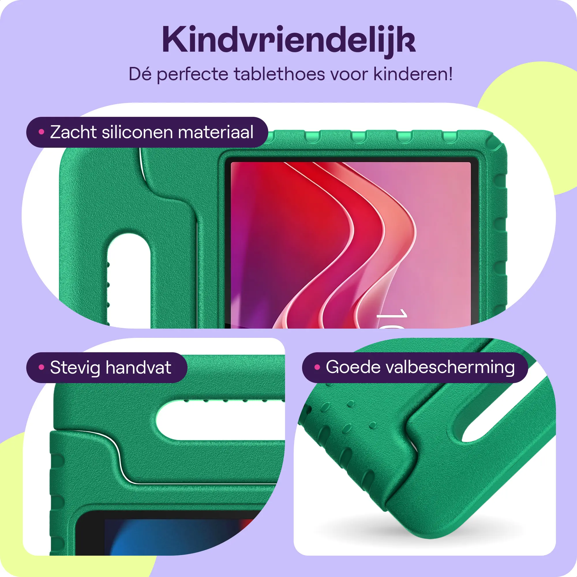 HappyCase Lenovo Tab M11 Kinder Tablethoes met Handvat Donker Groen afbeelding 2