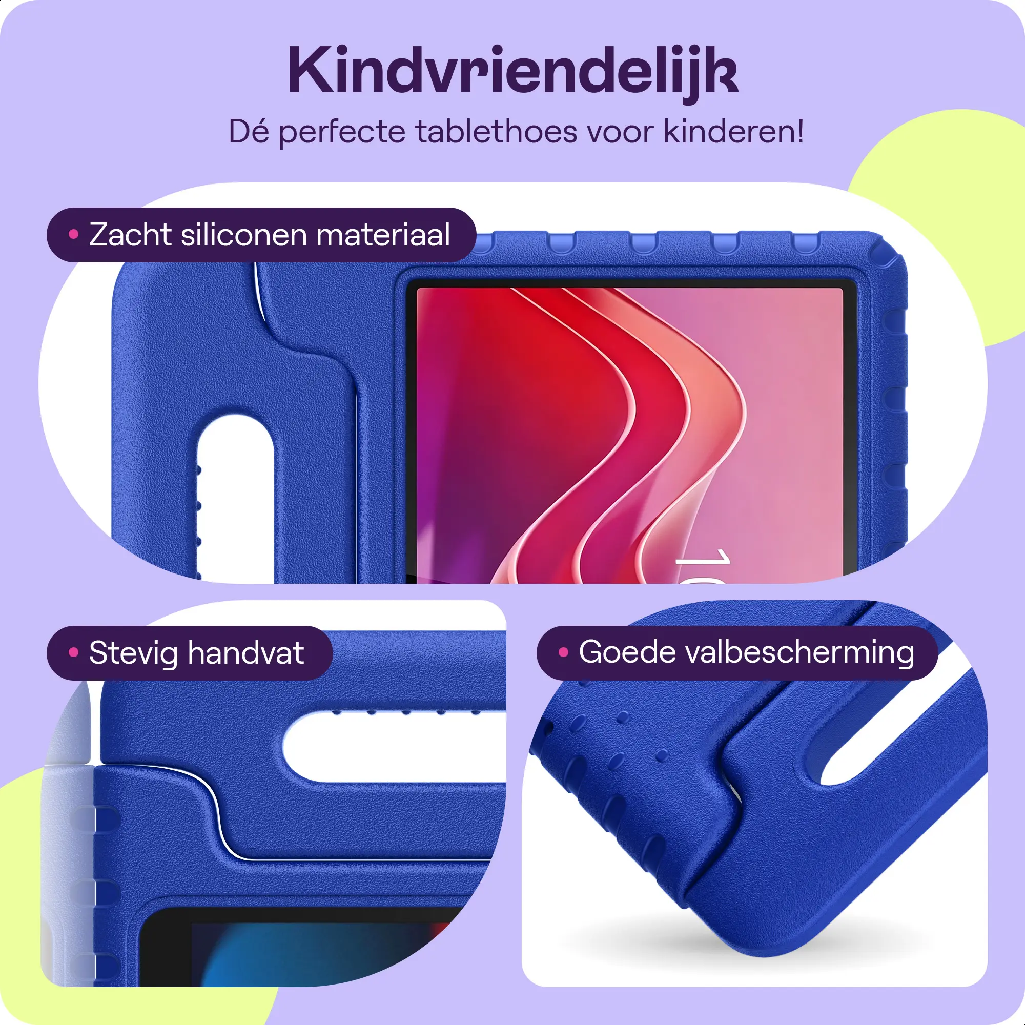 HappyCase Lenovo Tab M11 Kinder Tablethoes met Handvat Donker Blauw afbeelding 2