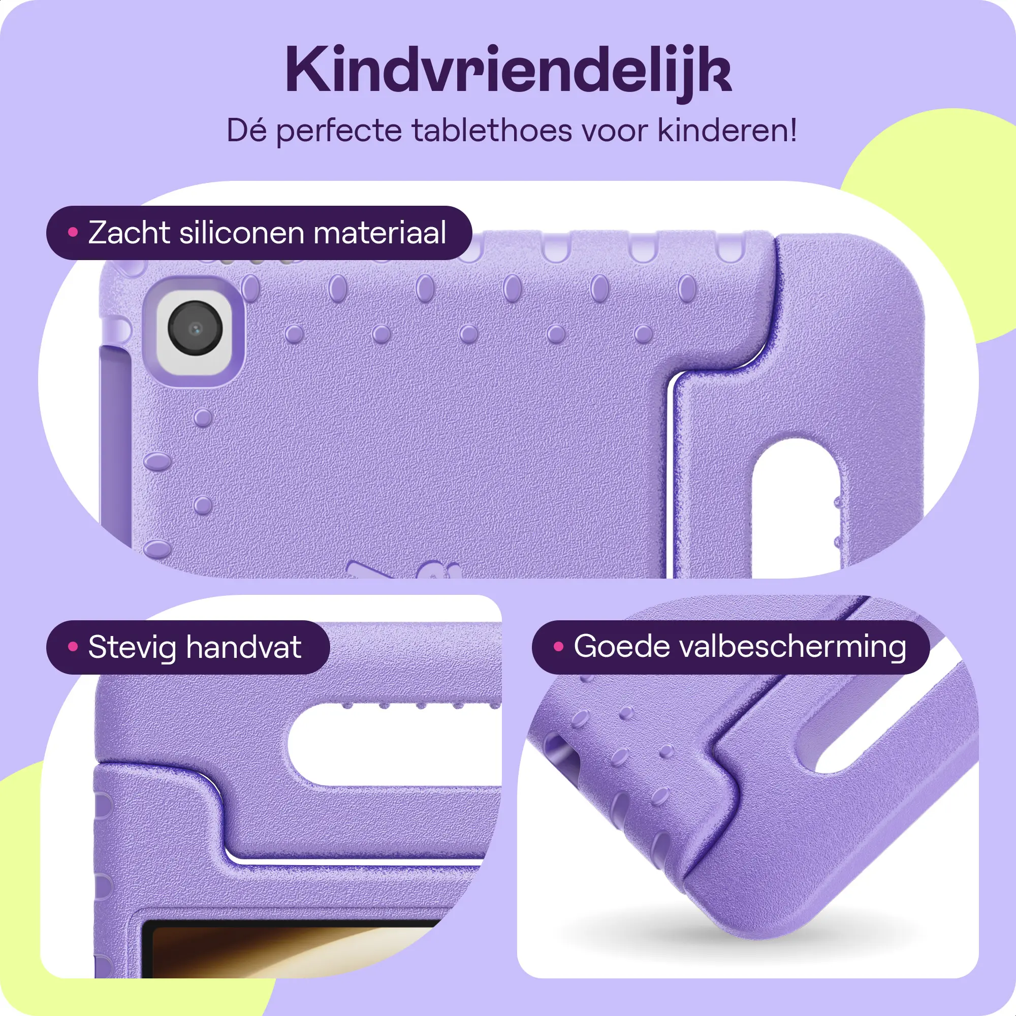HappyCase Lenovo Tab M11 Kinder Tablethoes met Handvat Lila afbeelding 2