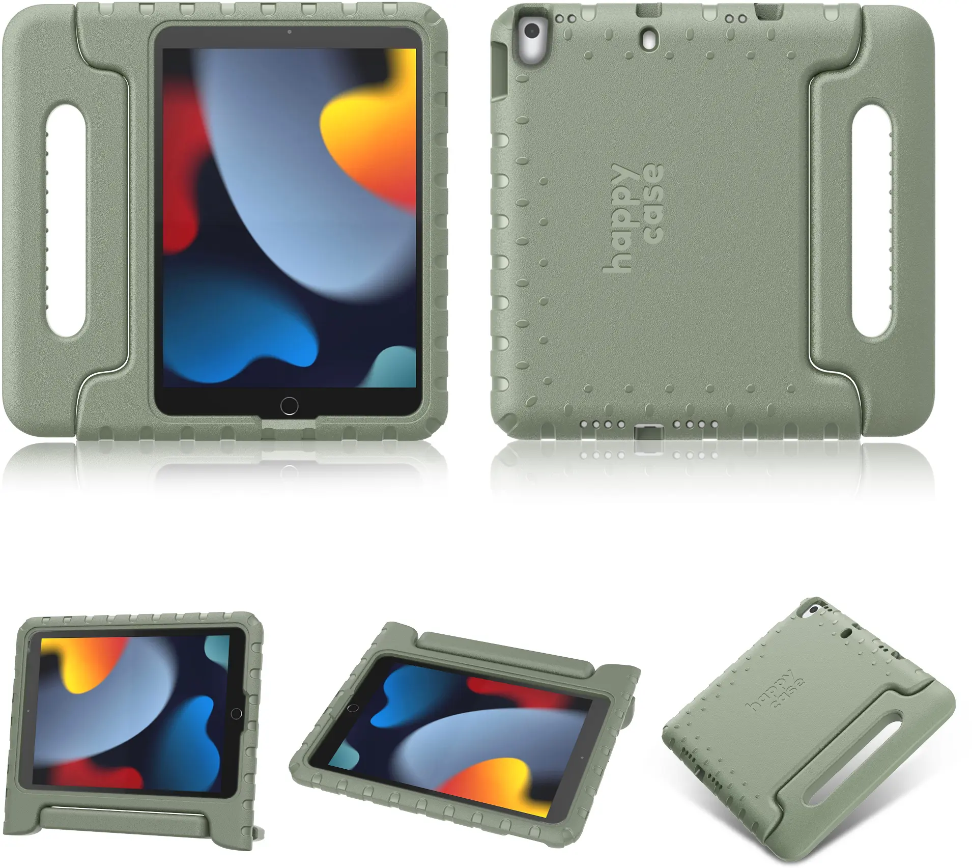 HappyCase iPad 10.2 2019/2020/2021 Kinder Tablethoes Handvat Khaki afbeelding 9