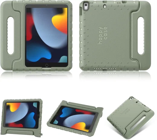 HappyCase iPad 10.2 2019/2020/2021 Kinder Tablethoes Handvat Khaki afbeelding 9