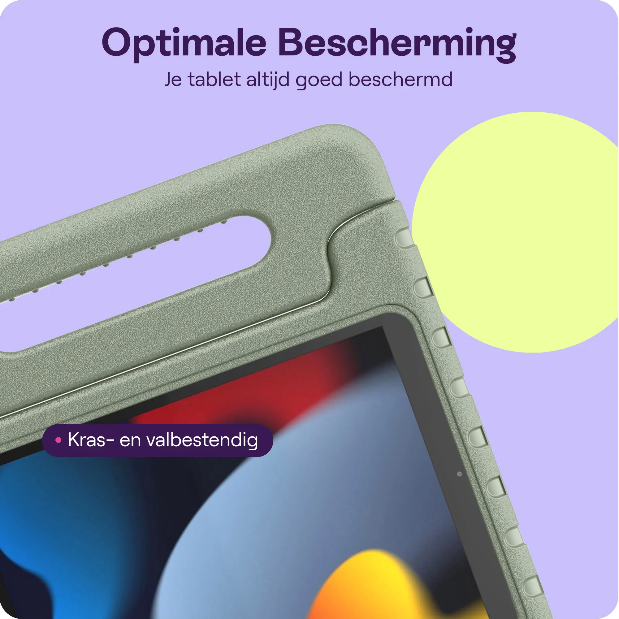 HappyCase iPad 10.2 2019/2020/2021 Kinder Tablethoes Handvat Khaki afbeelding 3