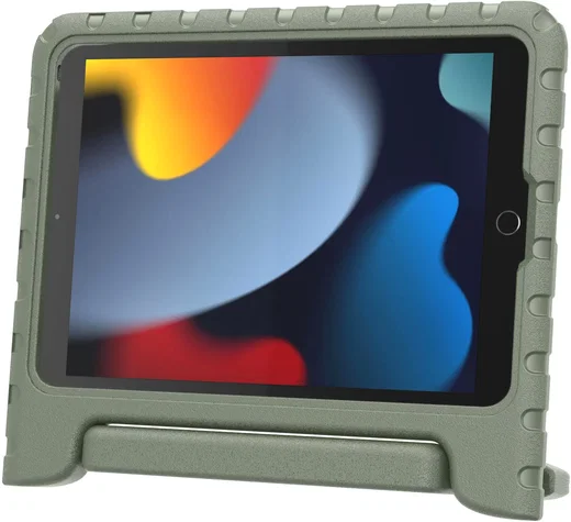 HappyCase iPad 10.2 2019/2020/2021 Kinder Tablethoes Handvat Khaki afbeelding 5