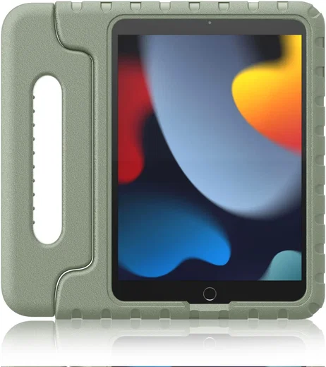 HappyCase iPad 10.2 2019/2020/2021 Kinder Tablethoes Handvat Khaki afbeelding 6