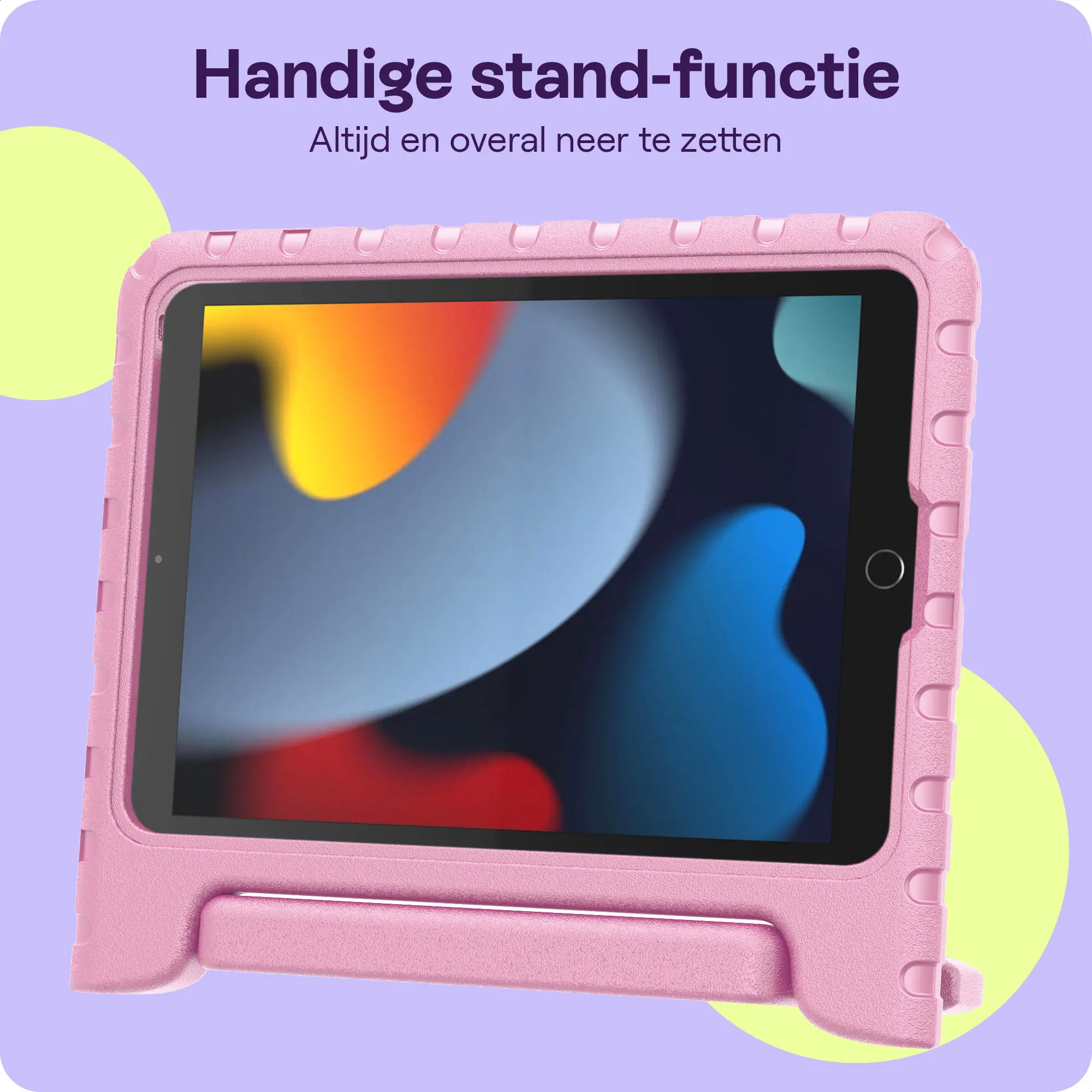 HappyCase iPad 10.2 2019/2020/2021 Kinder Tablethoes Handvat Licht Roze afbeelding 3