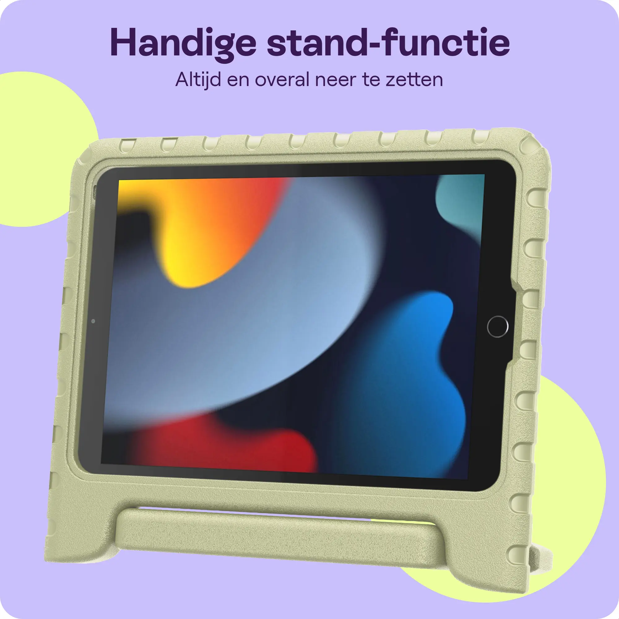 HappyCase iPad 10.2 2019/2020/2021 Kinder Tablethoes Handvat Beige afbeelding 3