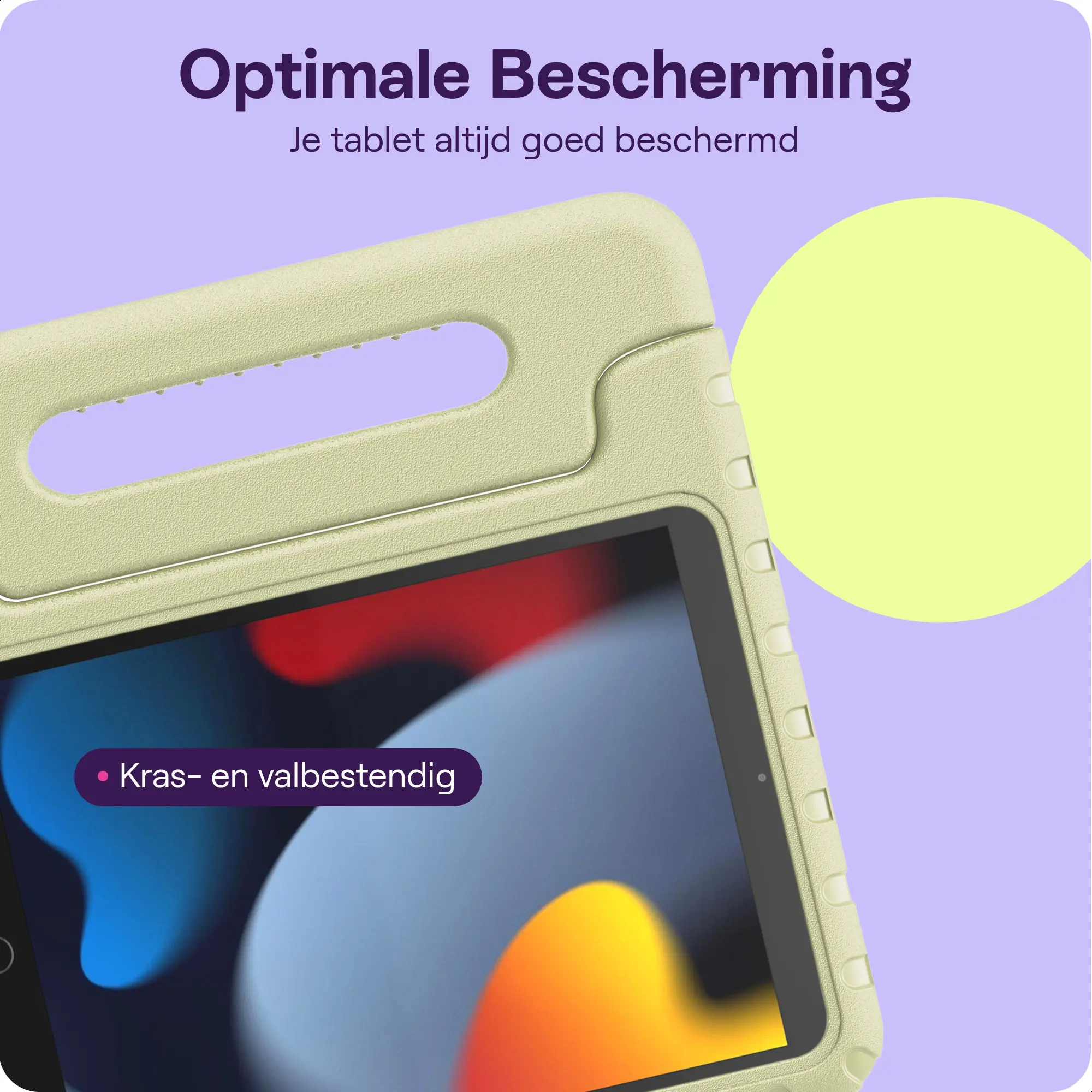 HappyCase iPad 10.2 2019/2020/2021 Kinder Tablethoes Handvat Beige afbeelding 4