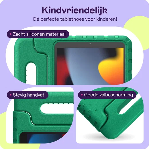 HappyCase iPad 10.2 2019/2020/2021 Kinder Tablethoes Handvat Donker Groen afbeelding 2
