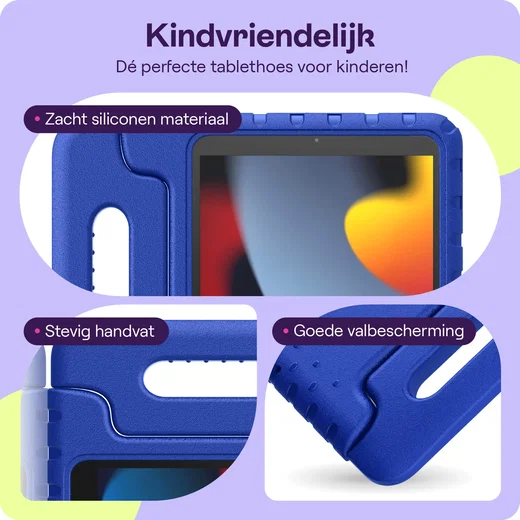 HappyCase iPad 10.2 2019/2020/2021 Kinder Tablethoes Handvat Donker Blauw afbeelding 2
