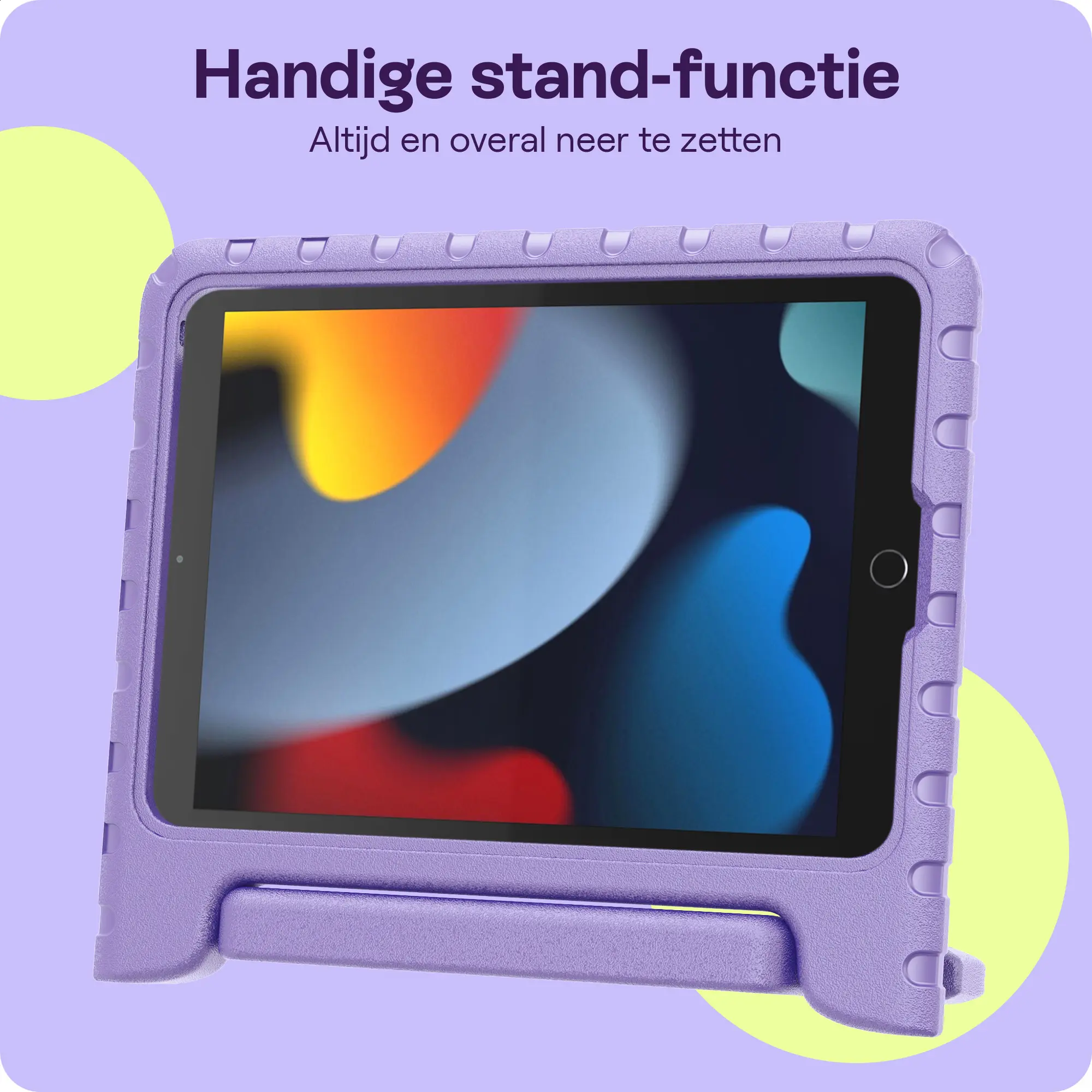 HappyCase iPad 10.2 2019/2020/2021 Kinder Tablethoes Handvat Lila afbeelding 3