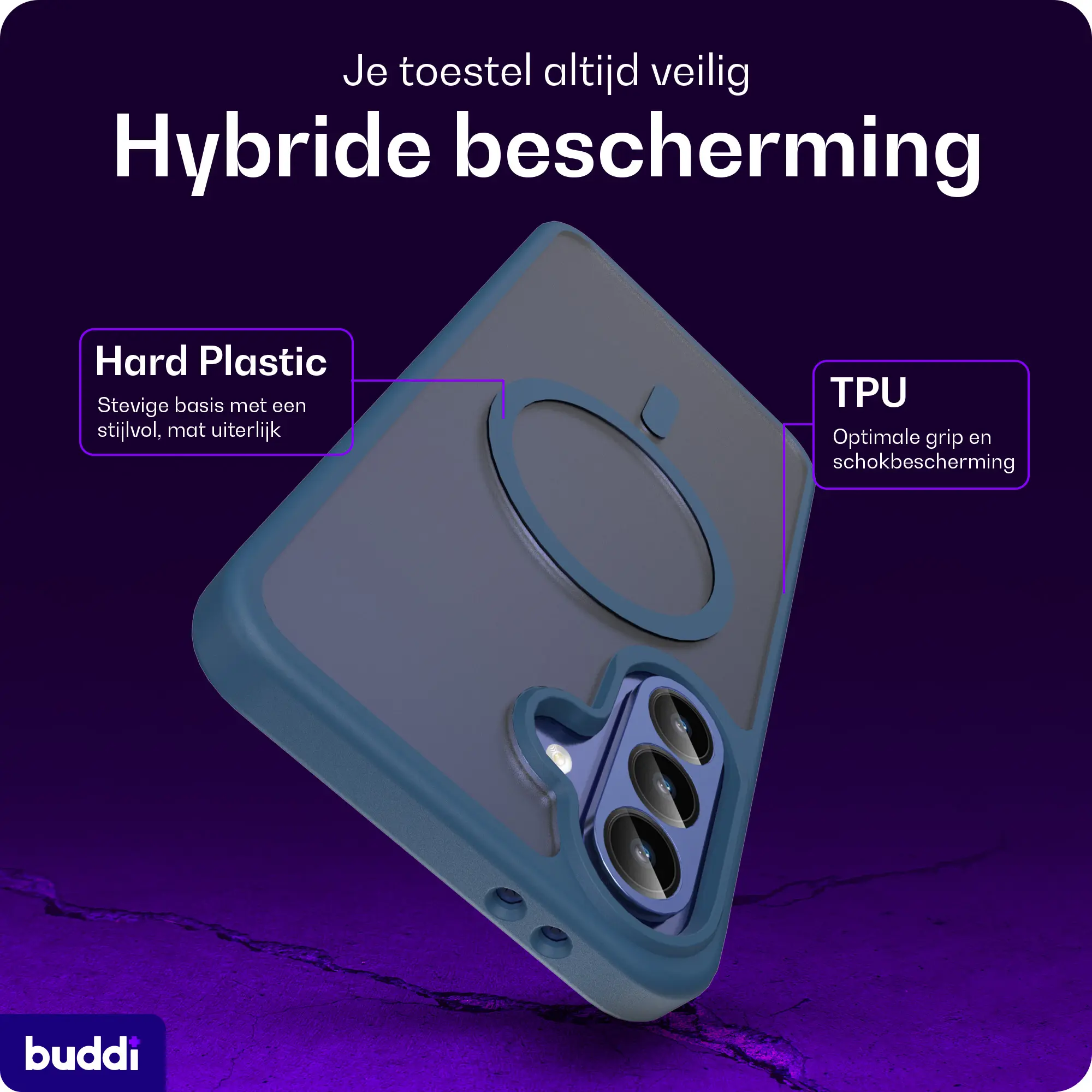 Buddi Frost Samsung Galaxy A37 / A56 / A36 Hoesje MagSafe Matte Donker Blauw afbeelding 2
