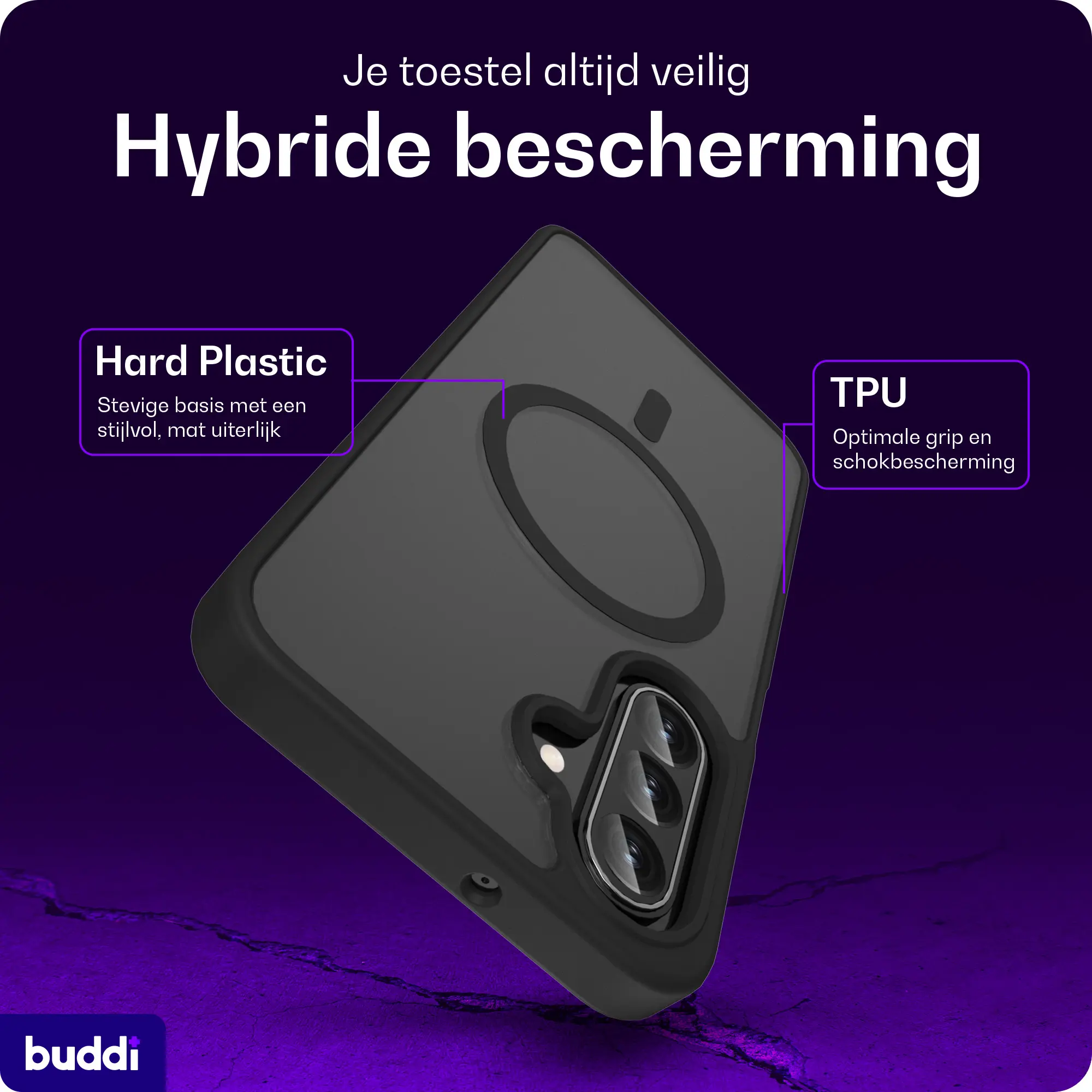 Buddi Frost Samsung Galaxy A17 / A26 / A16 Hoesje MagSafe Matte Zwart afbeelding 2