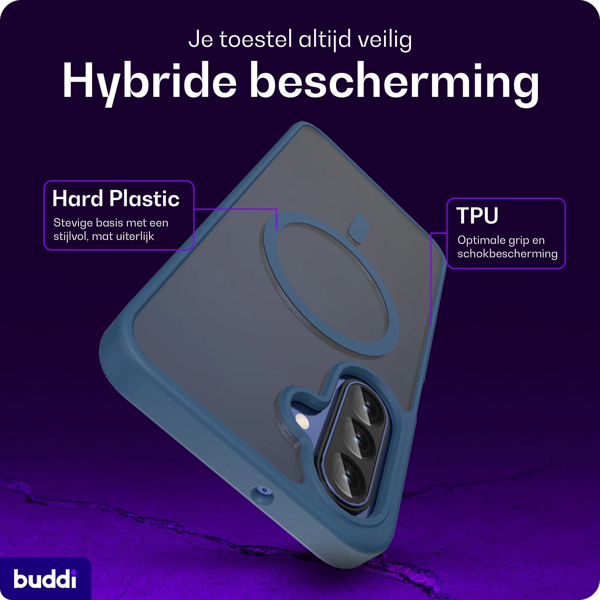 Buddi Frost Samsung Galaxy A17 / A26 / A16 Hoesje MagSafe Matte Donker Blauw afbeelding 2