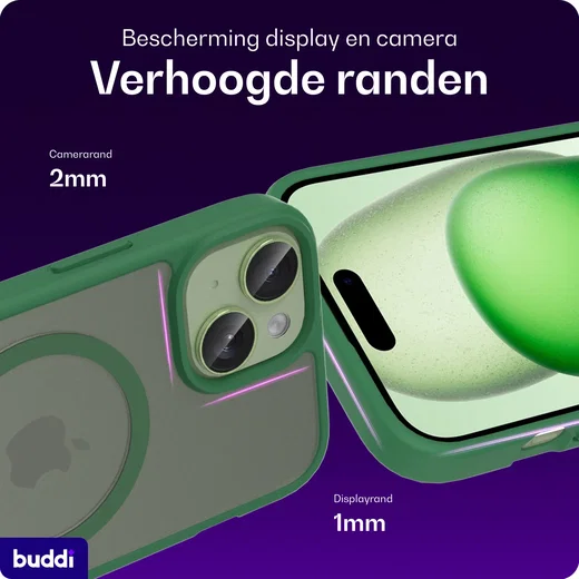 Buddi Frost iPhone 17e/16e/15/14/13 Hoesje MagSafe Back Cover Matte Groen afbeelding 4