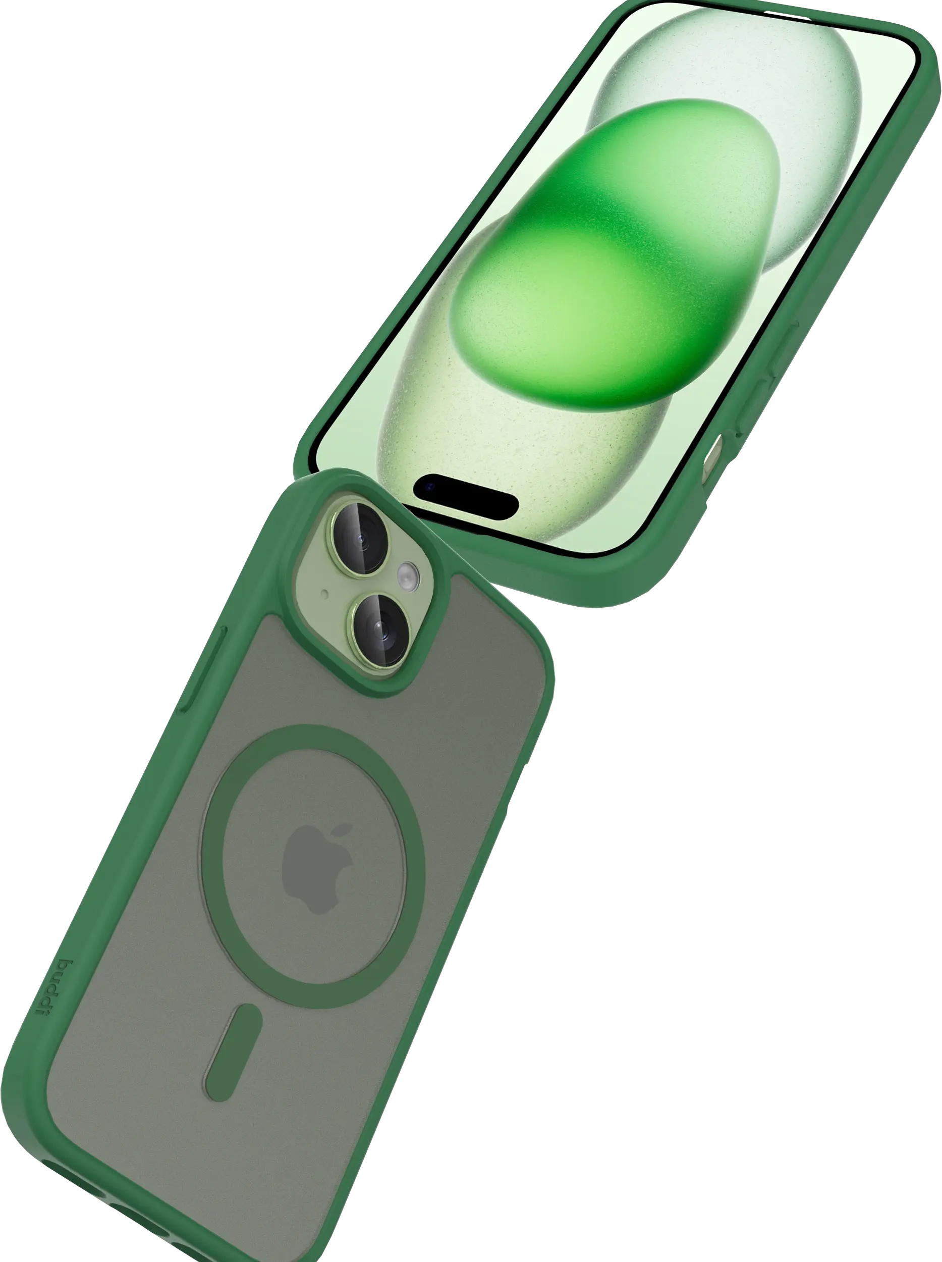 Buddi Frost iPhone 17e/16e/15/14/13 Hoesje MagSafe Back Cover Matte Groen afbeelding 7