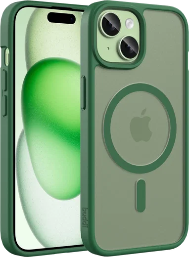 Buddi Frost iPhone 17e/16e/15/14/13 Hoesje MagSafe Back Cover Matte Groen afbeelding 1