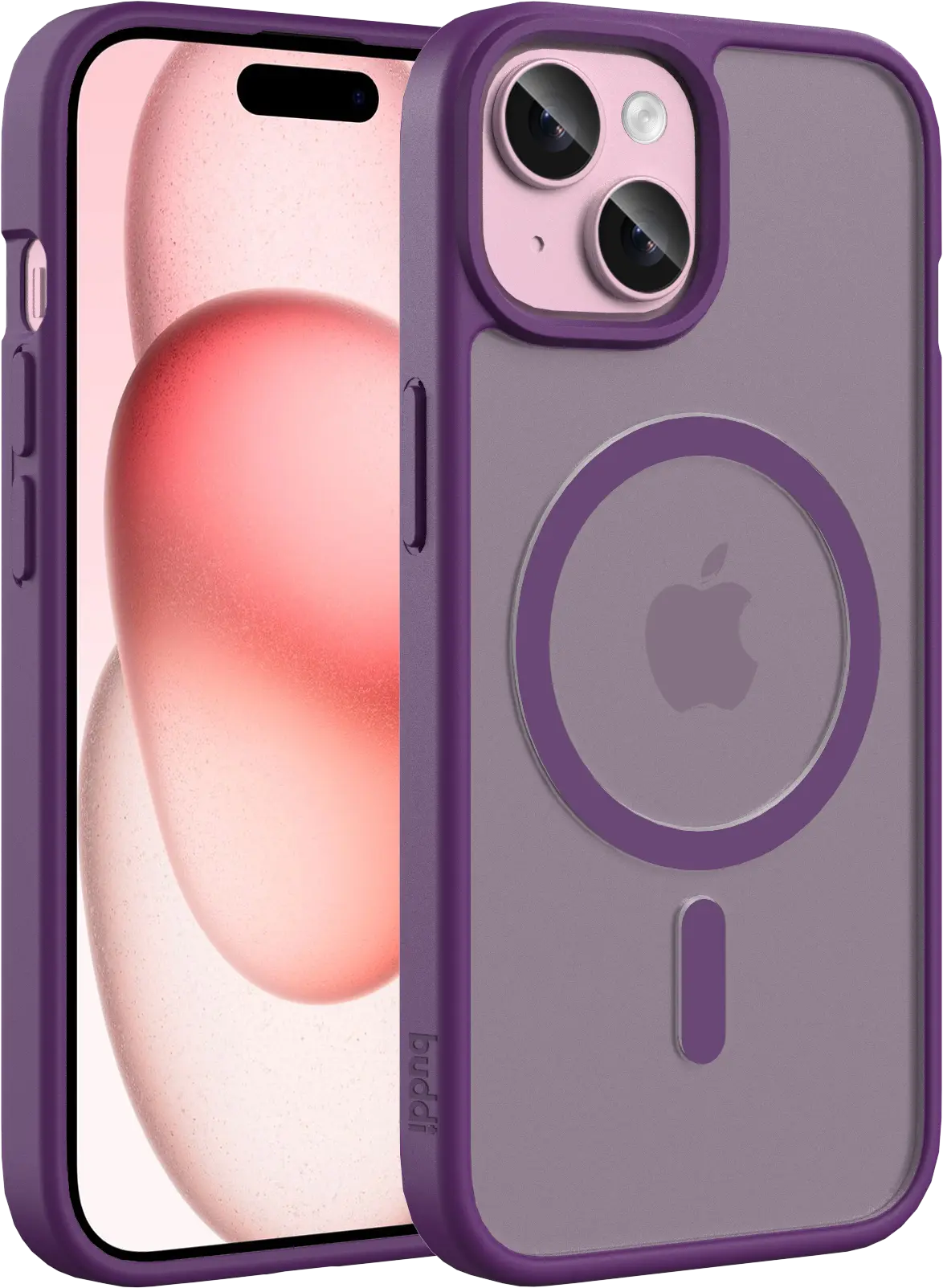 Buddi Frost iPhone 17e/16e/15/14/13 Hoesje MagSafe Back Cover Matte Paars afbeelding 1