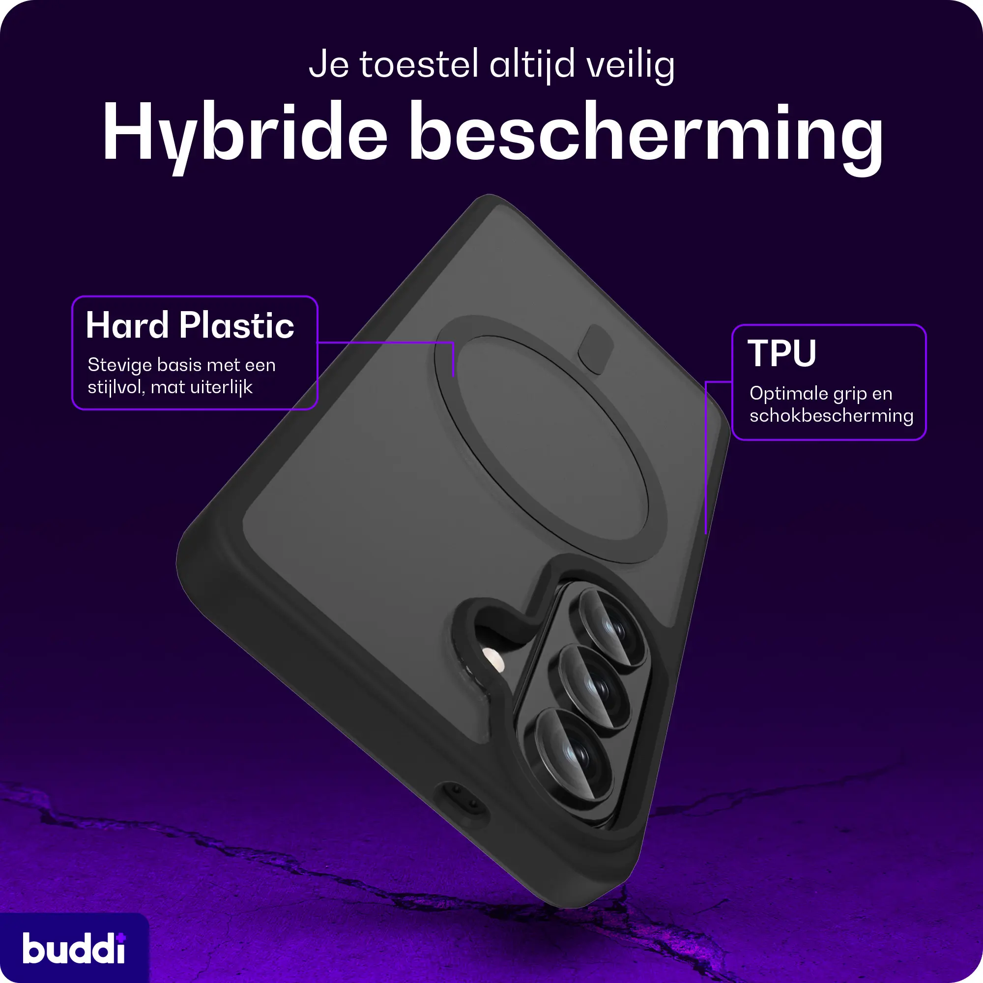 Buddi Frost Samsung Galaxy S26 Plus Hoesje MagSafe Back Cover Matte Zwart afbeelding 3