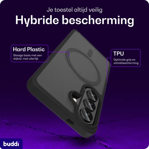 Buddi Frost Samsung Galaxy S26 Plus Hoesje MagSafe Back Cover Matte Zwart afbeelding 3