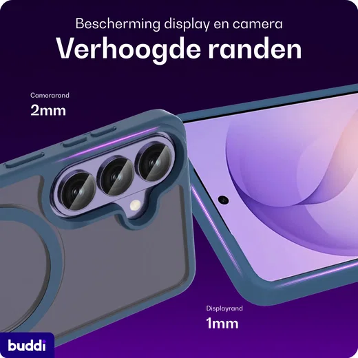 Buddi Frost Samsung Galaxy S26 Plus Hoesje MagSafe Back Cover Matte Donker Blauw afbeelding 5
