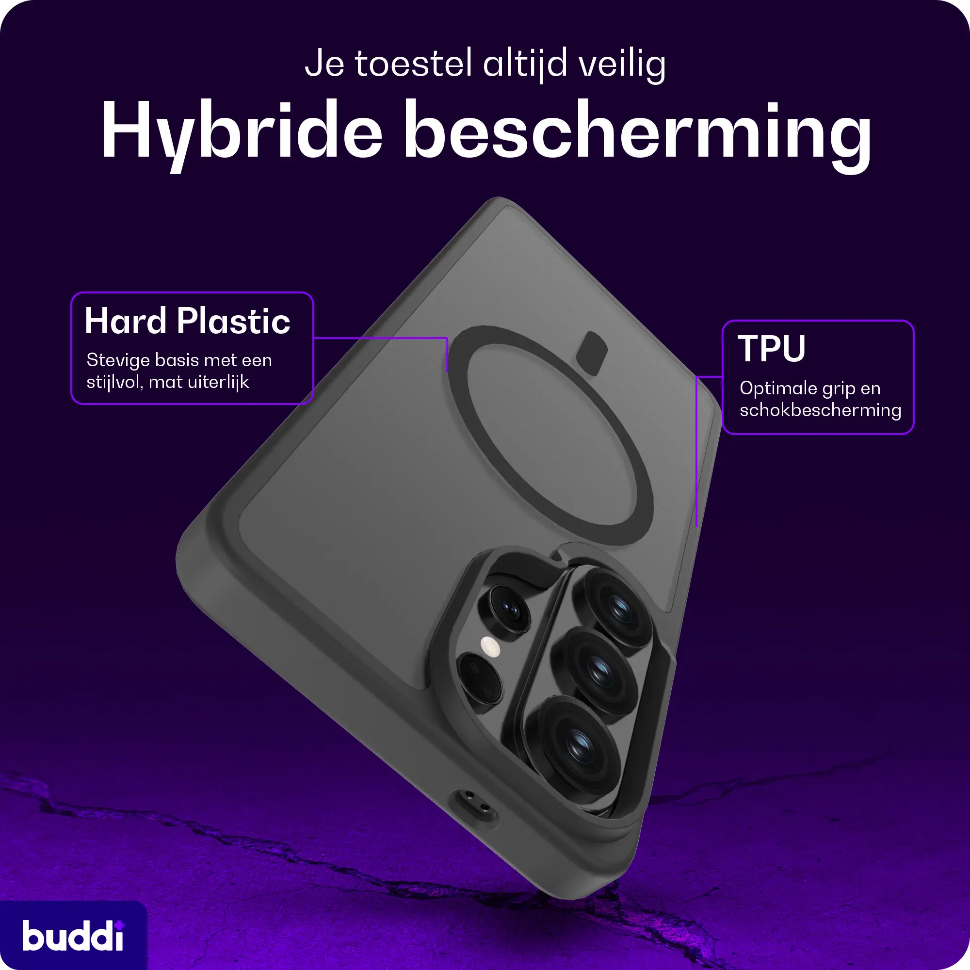 Buddi Frost Samsung Galaxy S26 Ultra Hoesje MagSafe Back Cover Mat Zwart afbeelding 2