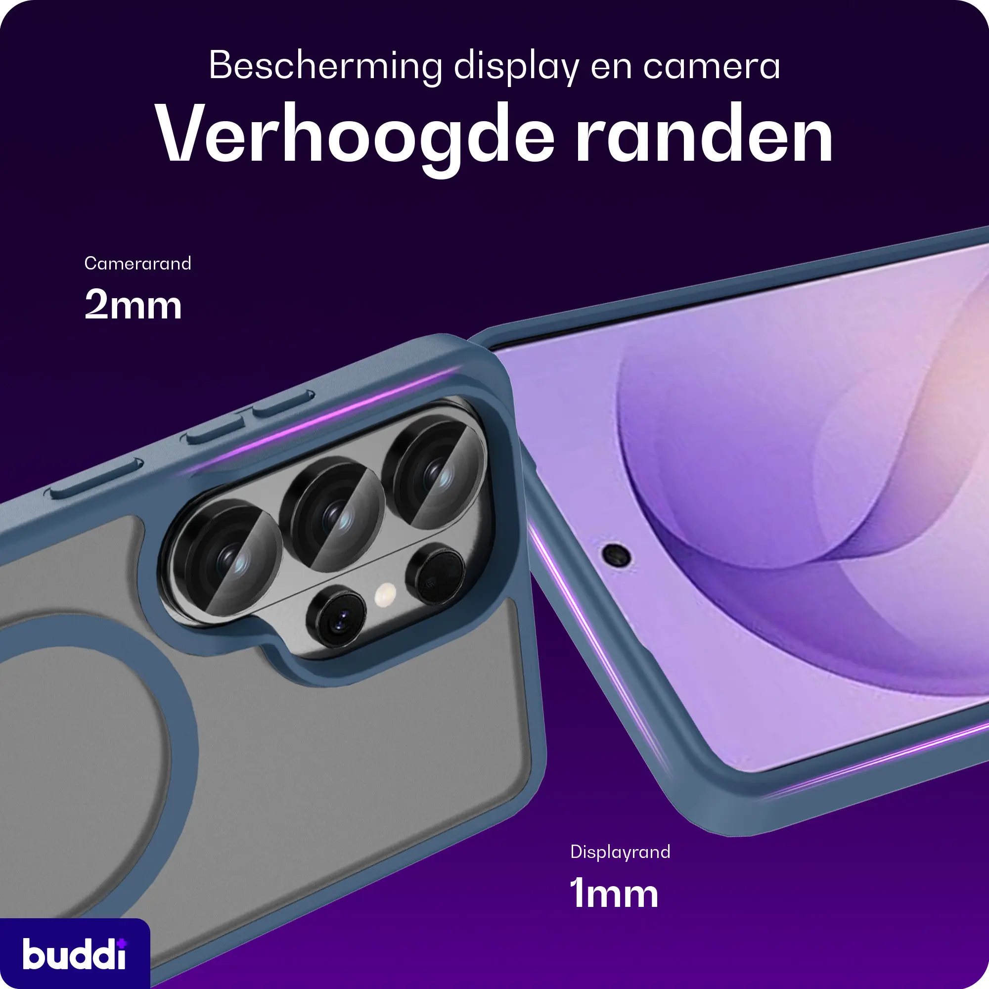 Buddi Frost Samsung Galaxy S26 Ultra Hoesje MagSafe Back Cover Mat Donker Blauw afbeelding 4