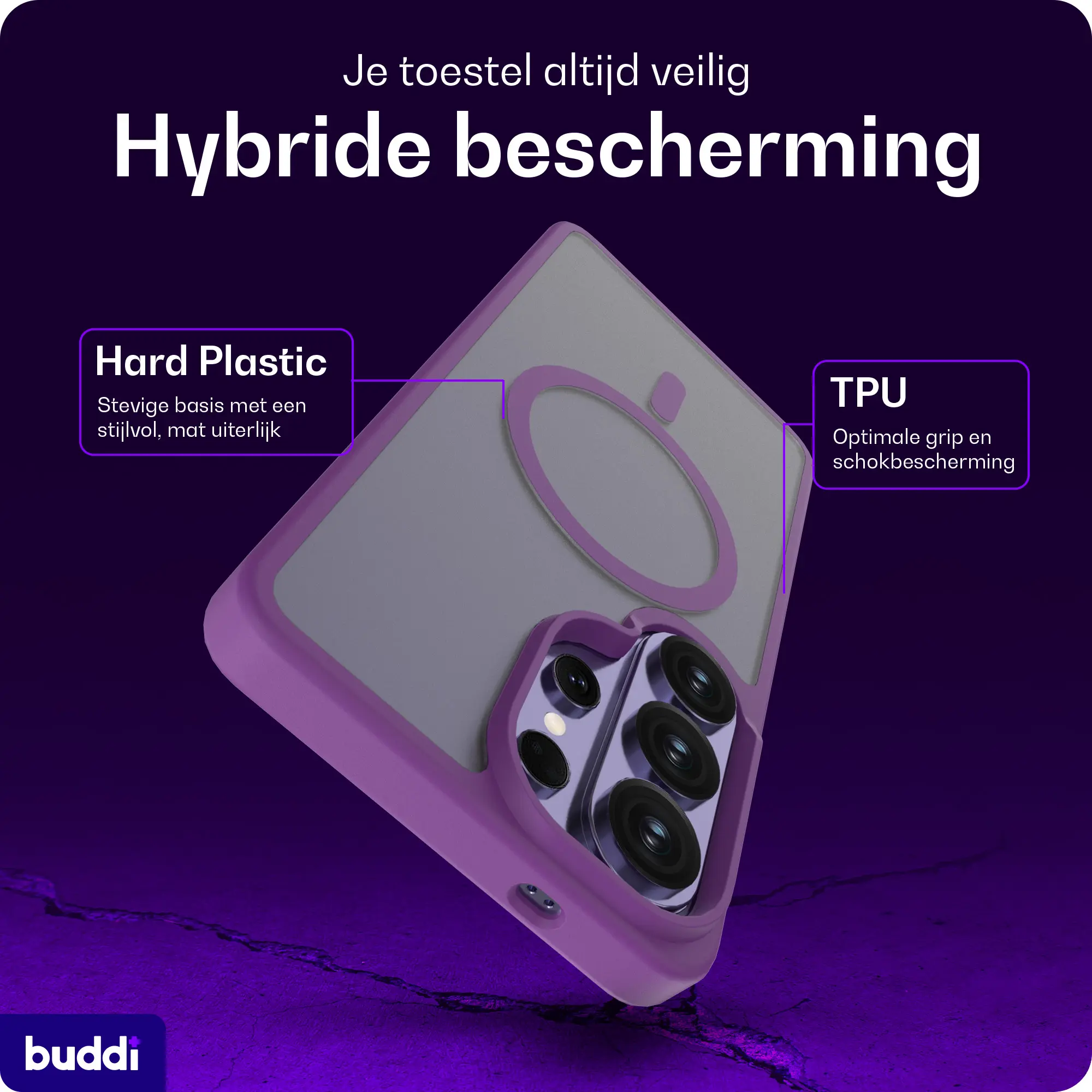 Buddi Frost Samsung Galaxy S26 Ultra Hoesje MagSafe Back Cover Mat Paars afbeelding 2