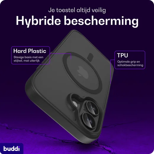 Buddi Frost Apple iPhone 17 Hoesje MagSafe Back Cover Matte Zwart afbeelding 2