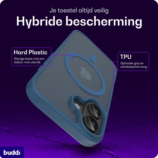 Buddi Frost Apple iPhone 17 Hoesje MagSafe Back Cover Matte Donker Blauw afbeelding 2
