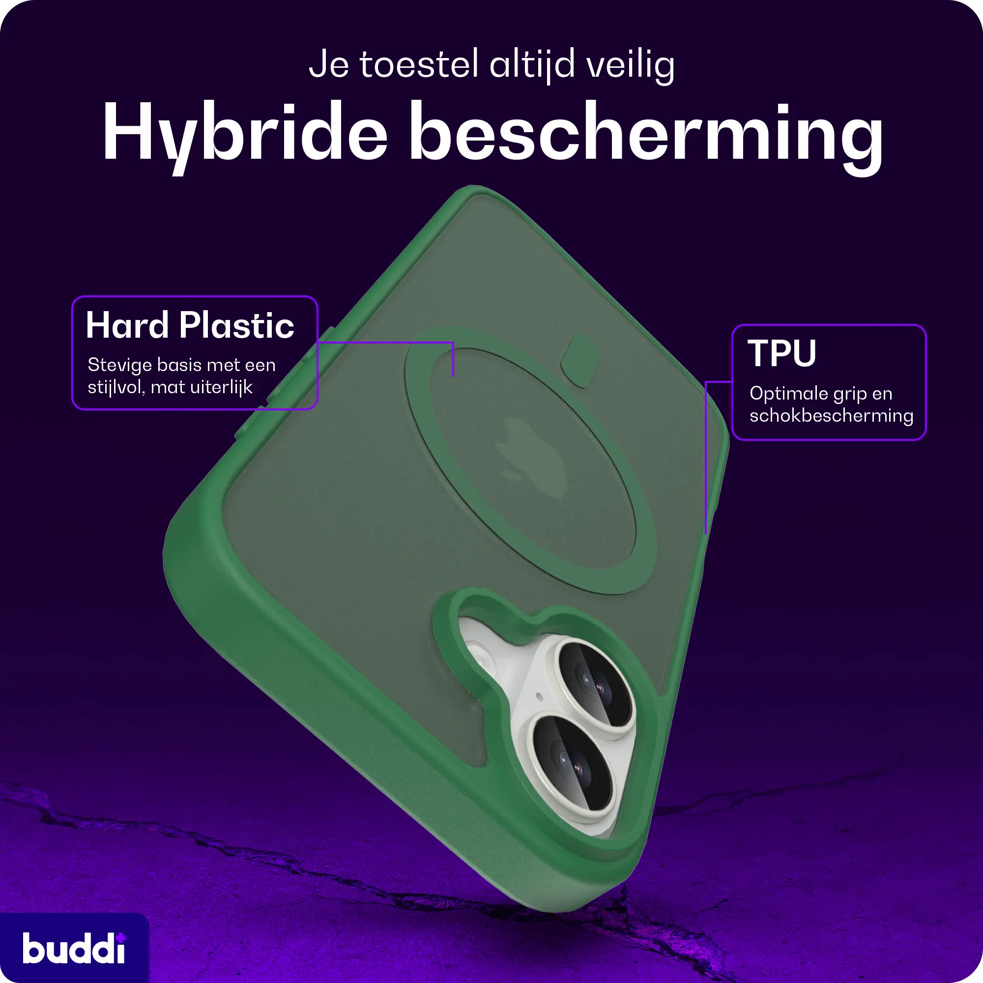 Buddi Frost Apple iPhone 17 Hoesje MagSafe Back Cover Matte Groen afbeelding 2
